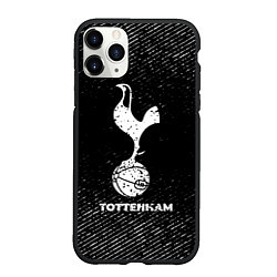 Чехол iPhone 11 Pro матовый Tottenham с потертостями на темном фоне, цвет: 3D-черный