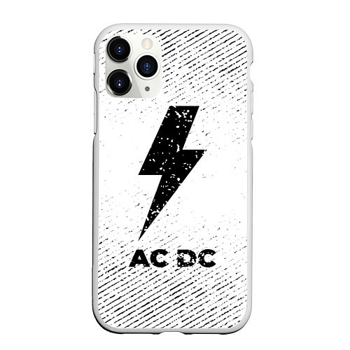 Чехол iPhone 11 Pro матовый AC DC с потертостями на светлом фоне / 3D-Белый – фото 1