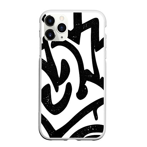 Чехол iPhone 11 Pro матовый Хаотичные узоры в стиле граффити / 3D-Белый – фото 1
