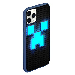 Чехол iPhone 11 Pro матовый Minecraft Creeper - neon, цвет: 3D-тёмно-синий — фото 2