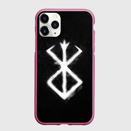Чехол iPhone 11 Pro матовый Берсерк гранж / 3D-Малиновый – фото 1
