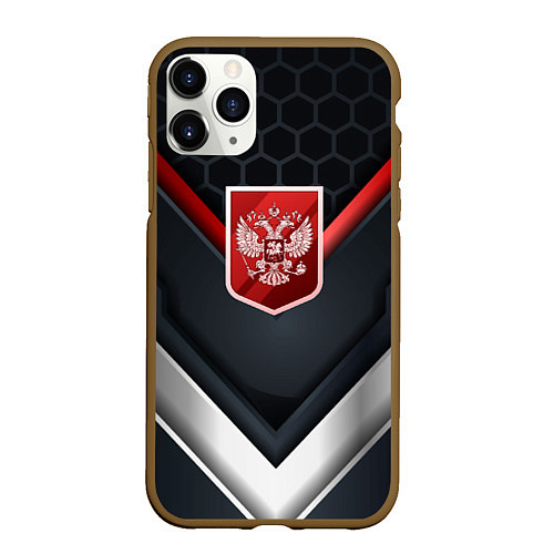Чехол iPhone 11 Pro матовый Красный герб России / 3D-Коричневый – фото 1
