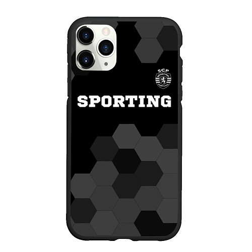 Чехол iPhone 11 Pro матовый Sporting sport на темном фоне: символ сверху / 3D-Черный – фото 1