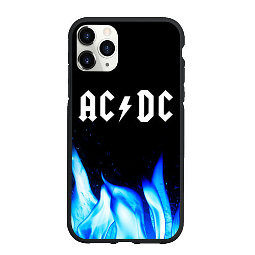 Чехол iPhone 11 Pro матовый AC DC blue fire / 3D-Черный – фото 1