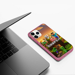 Чехол iPhone 11 Pro матовый Андрей Minecraft, цвет: 3D-малиновый — фото 2