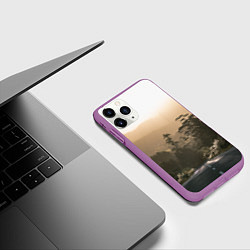 Чехол iPhone 11 Pro матовый Дорога в закaт, цвет: 3D-фиолетовый — фото 2