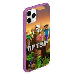 Чехол iPhone 11 Pro матовый Артур Minecraft, цвет: 3D-фиолетовый — фото 2