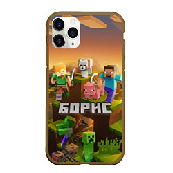 Чехол iPhone 11 Pro матовый Борис Minecaft, цвет: 3D-коричневый