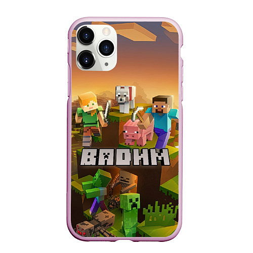 Чехол iPhone 11 Pro матовый Вадим Minecraft / 3D-Розовый – фото 1