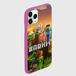 Чехол iPhone 11 Pro матовый Вадим Minecraft, цвет: 3D-фиолетовый — фото 2