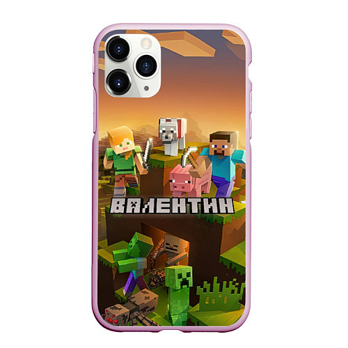 Чехол iPhone 11 Pro матовый Валентин Minecraft / 3D-Розовый – фото 1