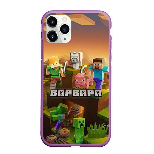 Чехол iPhone 11 Pro матовый Варвара Minecraft / 3D-Фиолетовый – фото 1