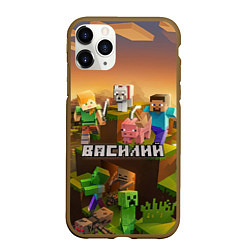 Чехол iPhone 11 Pro матовый Василий Minecraft, цвет: 3D-коричневый