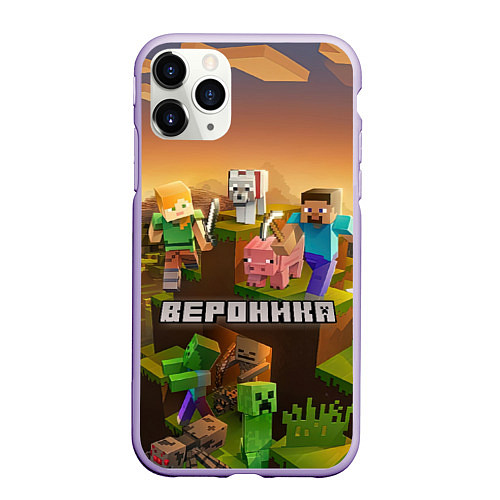 Чехол iPhone 11 Pro матовый Вероника Minecraft / 3D-Светло-сиреневый – фото 1