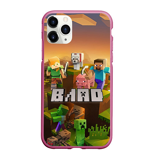 Чехол iPhone 11 Pro матовый Влад - inecraft / 3D-Малиновый – фото 1