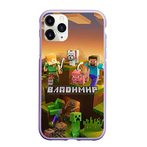 Чехол iPhone 11 Pro матовый Владимир Minecraft / 3D-Светло-сиреневый – фото 1