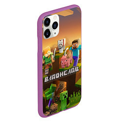 Чехол iPhone 11 Pro матовый Владислав Minecraft, цвет: 3D-фиолетовый — фото 2