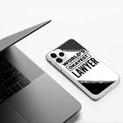 Чехол iPhone 11 Pro матовый Worlds okayest lawyer - white, цвет: 3D-белый — фото 2