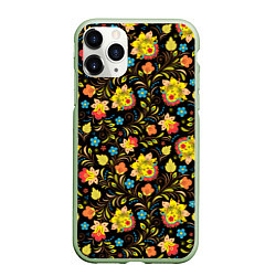 Чехол iPhone 11 Pro матовый Русский яркий узор, цвет: 3D-салатовый