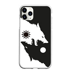 Чехол iPhone 11 Pro матовый Волки инь и ян, цвет: 3D-белый