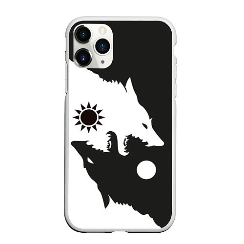 Чехол iPhone 11 Pro матовый Волки инь и ян / 3D-Белый – фото 1