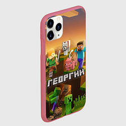 Чехол iPhone 11 Pro матовый Георгий Minecraft, цвет: 3D-малиновый — фото 2