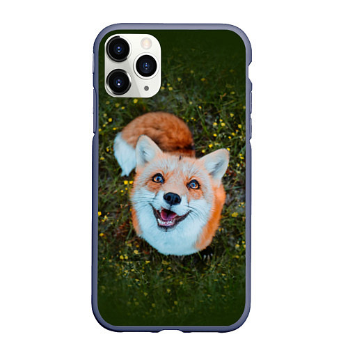 Чехол iPhone 11 Pro матовый Улыбающаяся лиса / 3D-Серый – фото 1