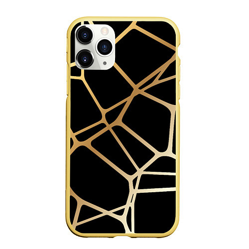 Чехол iPhone 11 Pro матовый Золотая сеть / 3D-Желтый – фото 1