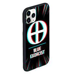 Чехол iPhone 11 Pro матовый Символ Blue Exorcist в стиле glitch на темном фоне, цвет: 3D-черный — фото 2