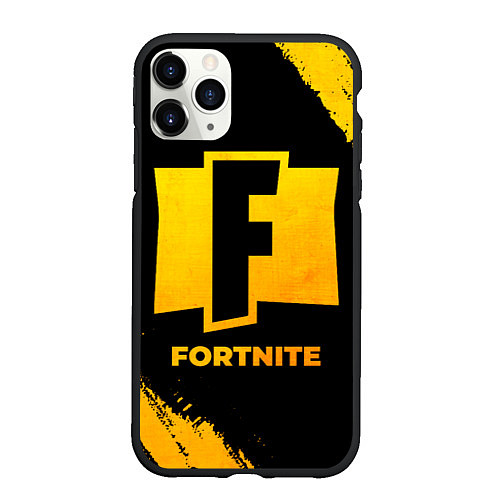 Чехол iPhone 11 Pro матовый Fortnite - gold gradient / 3D-Черный – фото 1