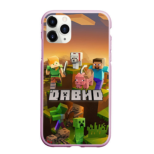 Чехол iPhone 11 Pro матовый Давид Minecraft / 3D-Розовый – фото 1