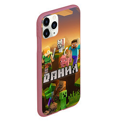 Чехол iPhone 11 Pro матовый Данил Minecraft, цвет: 3D-малиновый — фото 2