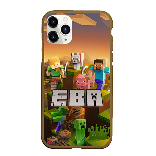 Чехол iPhone 11 Pro матовый Ева Minecraft / 3D-Коричневый – фото 1