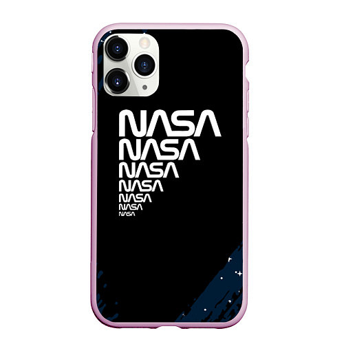 Чехол iPhone 11 Pro матовый Nasa надпись / 3D-Розовый – фото 1