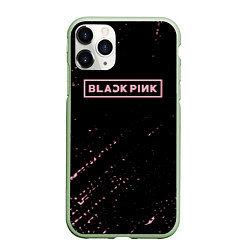 Чехол iPhone 11 Pro матовый Black pink розовые брызги, цвет: 3D-салатовый