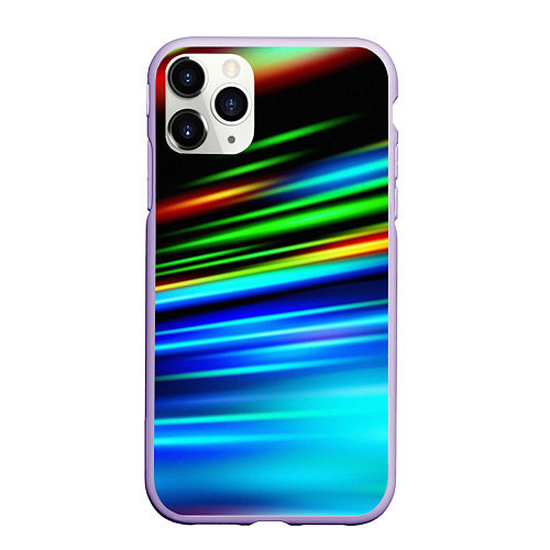 Чехол iPhone 11 Pro матовый Абстрактные неоновые полосы / 3D-Светло-сиреневый – фото 1