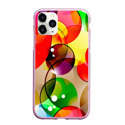 Чехол iPhone 11 Pro матовый Большие мыльные пузыри / 3D-Розовый – фото 1