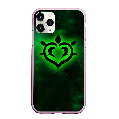 Чехол iPhone 11 Pro матовый ДЕНДРО элемент Genshin Impact / 3D-Розовый – фото 1