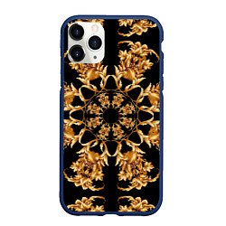 Чехол iPhone 11 Pro матовый Золотая гжель солнечный цветок