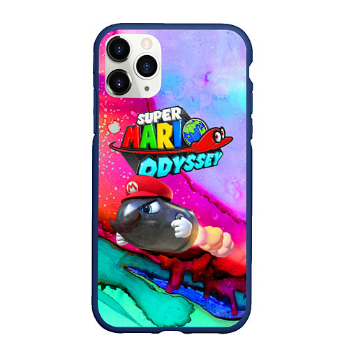 Чехол iPhone 11 Pro матовый Super Mario Odyssey - Bullet Bill - Nintendo / 3D-Тёмно-синий – фото 1