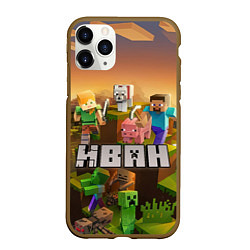 Чехол iPhone 11 Pro матовый Иван Minecraft, цвет: 3D-коричневый