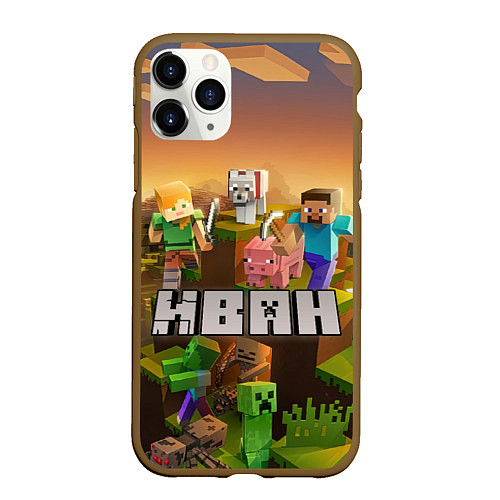 Чехол iPhone 11 Pro матовый Иван Minecraft / 3D-Коричневый – фото 1