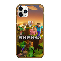 Чехол iPhone 11 Pro матовый Кирилл Minecraft, цвет: 3D-коричневый