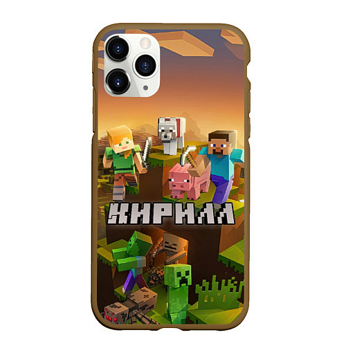 Чехол iPhone 11 Pro матовый Кирилл Minecraft / 3D-Коричневый – фото 1