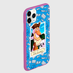 Чехол iPhone 11 Pro матовый Доктор Ливси с черепом и ромом, цвет: 3D-фиолетовый — фото 2