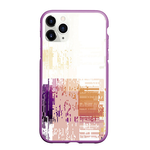 Чехол iPhone 11 Pro матовый Пиксельнaя абстракция / 3D-Фиолетовый – фото 1