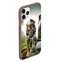Чехол iPhone 11 Pro матовый Кибернетический тигр, цвет: 3D-коричневый — фото 2