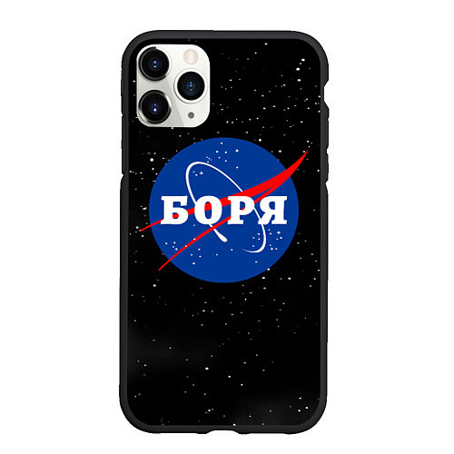 Чехол iPhone 11 Pro матовый Боря Наса космос / 3D-Черный – фото 1