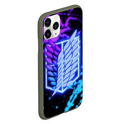 Чехол iPhone 11 Pro матовый Attack on Titan neon, цвет: 3D-темно-зеленый — фото 2