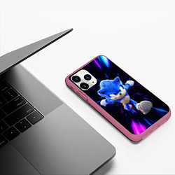 Чехол iPhone 11 Pro матовый Sonic running, цвет: 3D-малиновый — фото 2